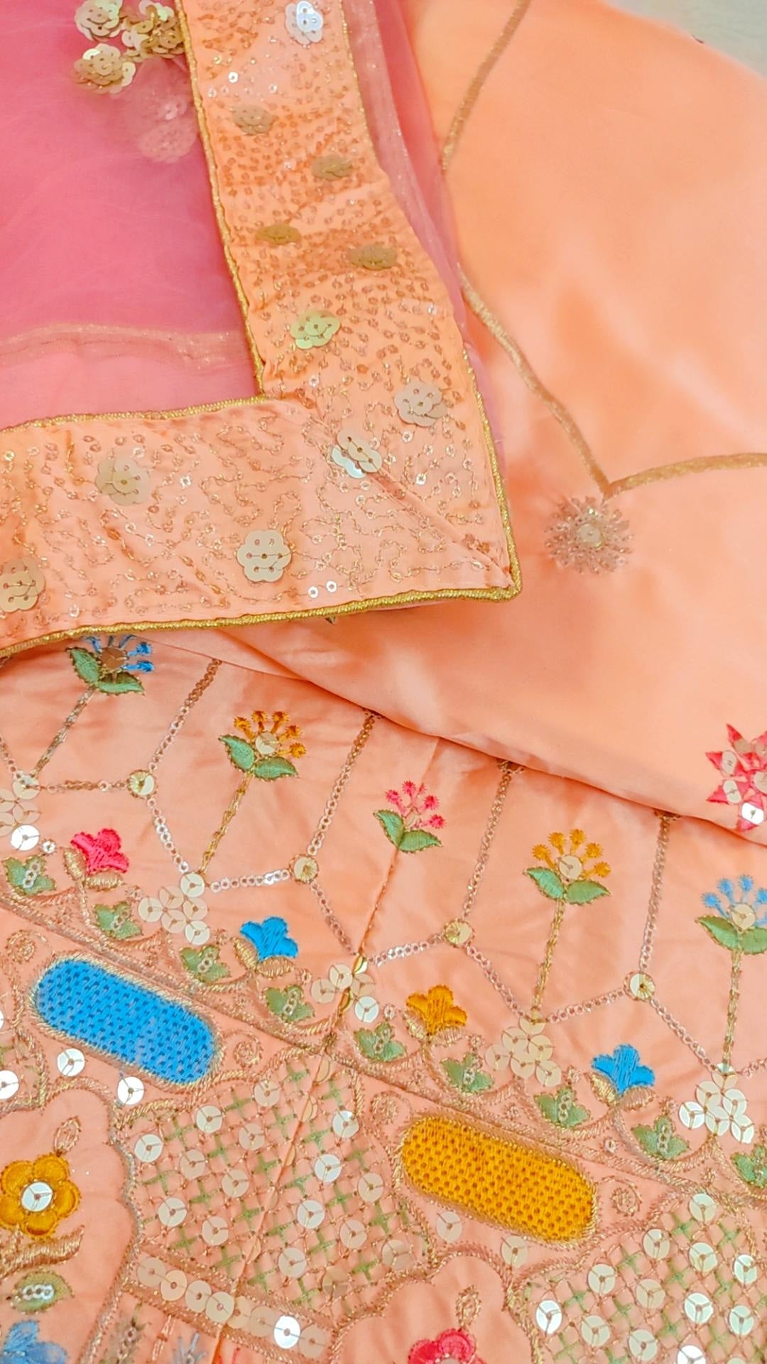 Peach Orange Bridal Lehenga