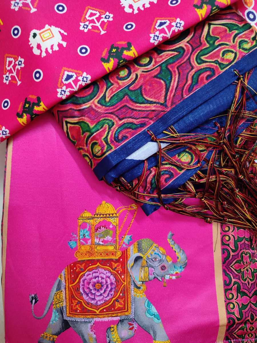 Patola silk digital printed lehanga -  Thick Pink