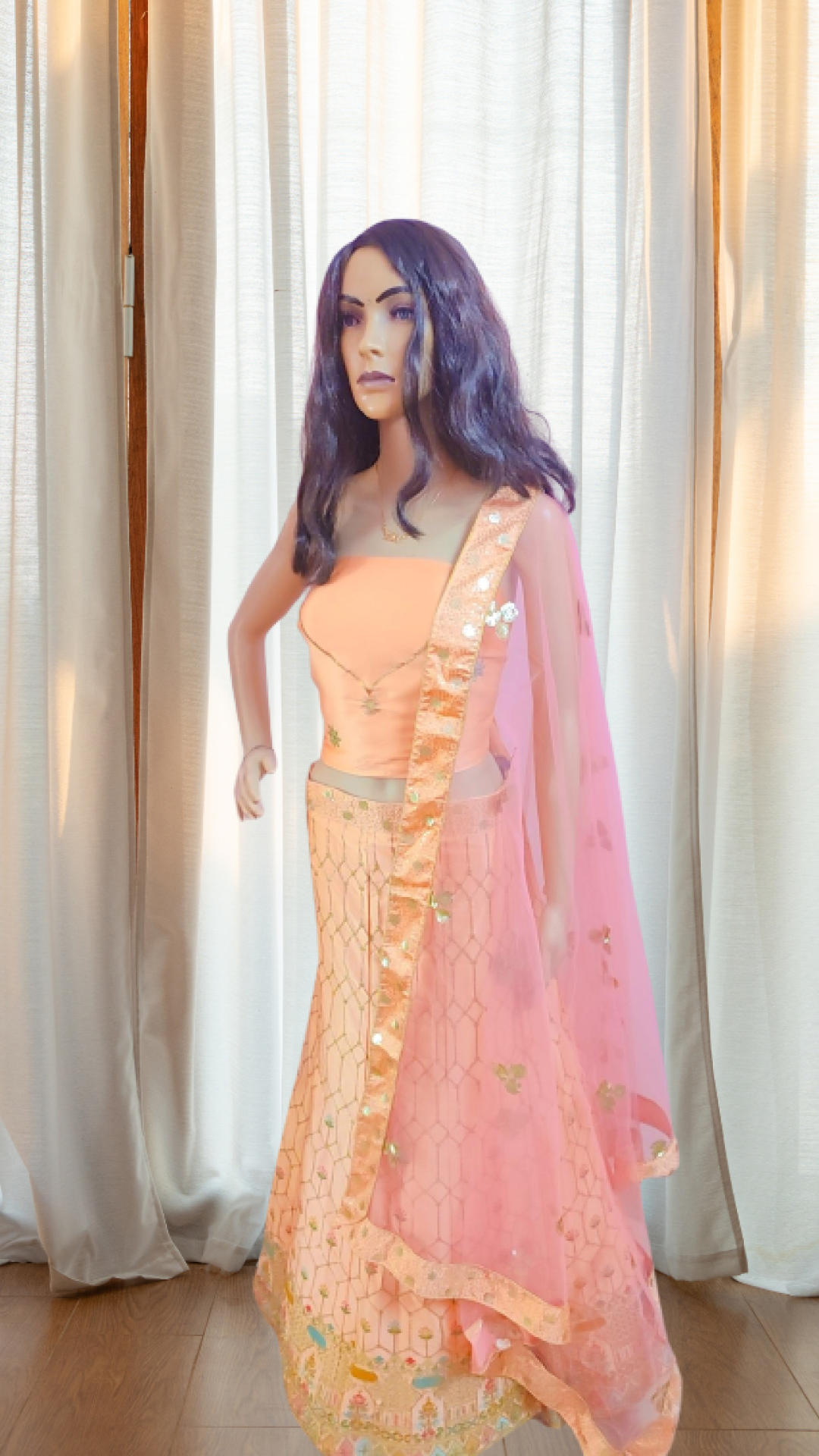 Peach Orange Bridal Lehenga