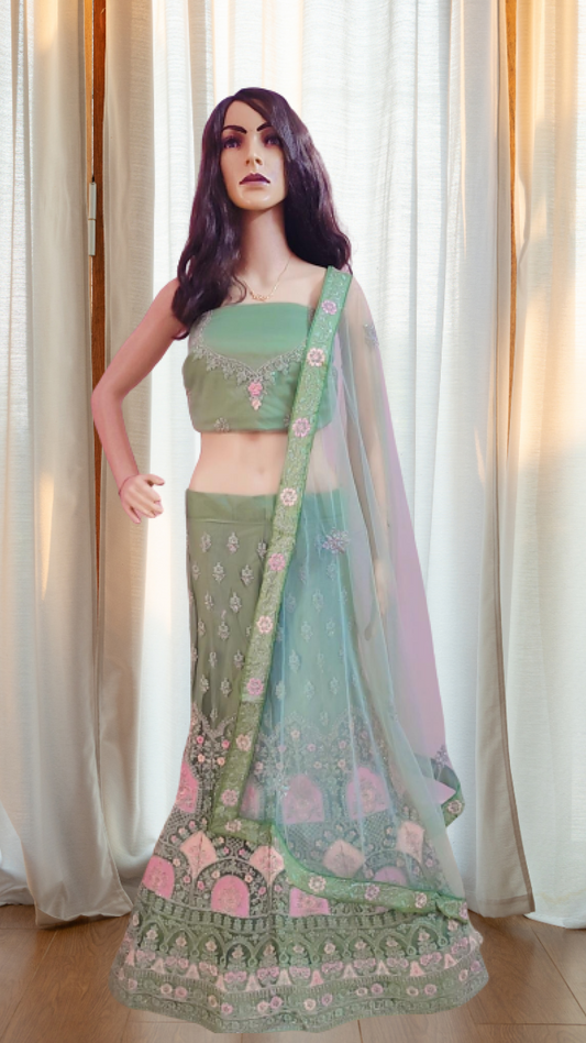 Sage Green Bridal Lehanga