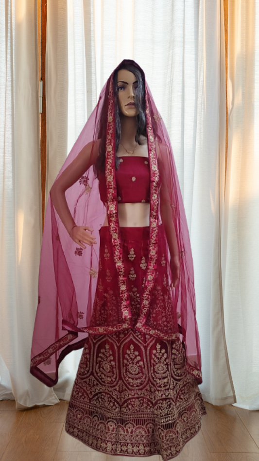 Maroon Bridal Lehanga