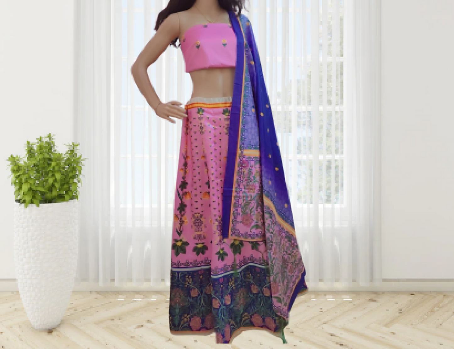 Patola silk digital printed lehanga -  Pink